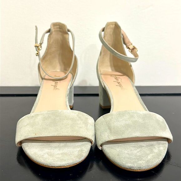 Free People Light Blue Suede Heeled Sandals Sz 41 - Picture 3 of 8